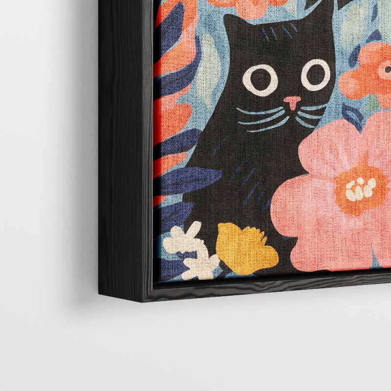 Bloemendroom met Kat Kunstwerk-canvas-dibond-plexiglas-wanddecoratie-WallArtistic