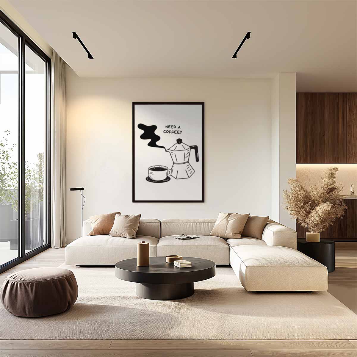 Koffie Illustratie Kunstwerk-canvas-dibond-plexiglas-wanddecoratie-WallArtistic