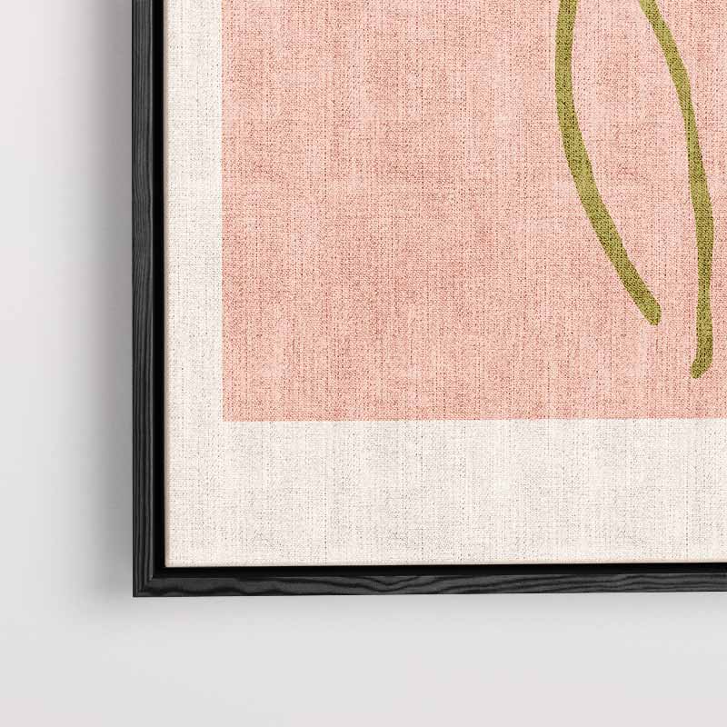 Minimalistische Bladvormen op Zalmkleur Kunstwerk-canvas-dibond-plexiglas-wanddecoratie-WallArtistic