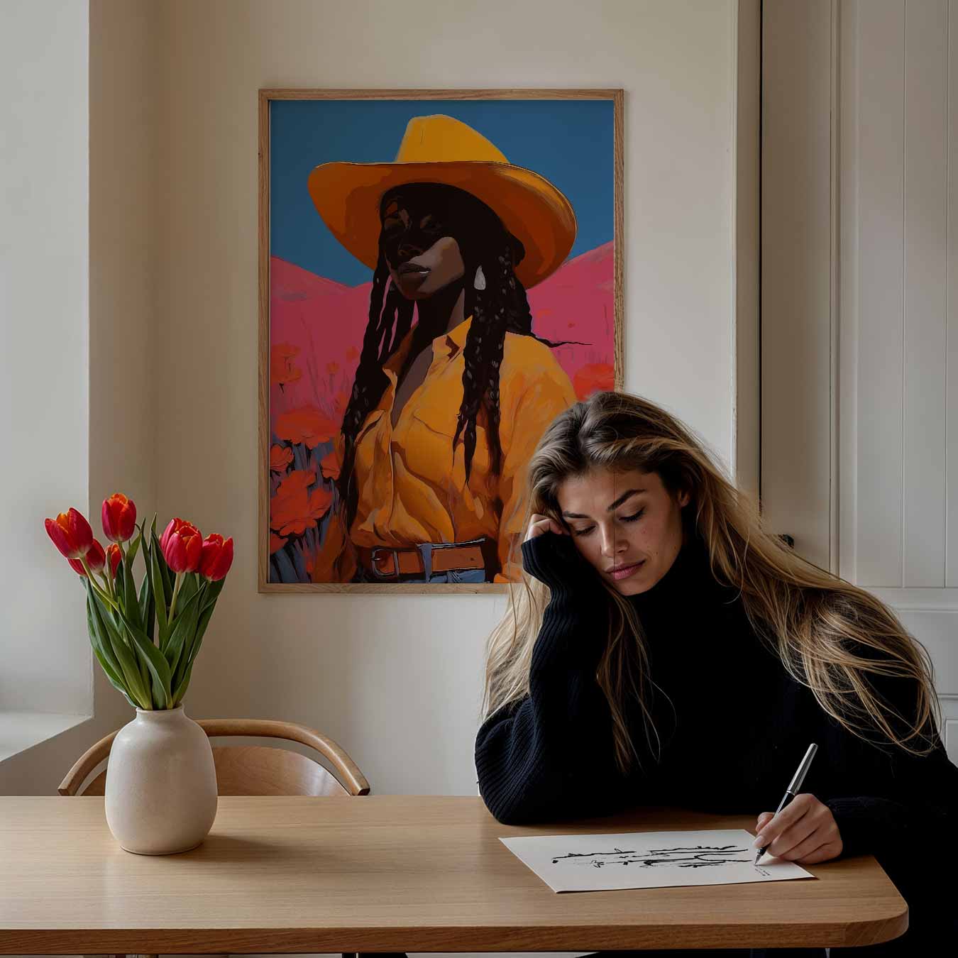 Vrouwelijke Cowboy Vibes Poster-WallArtistic