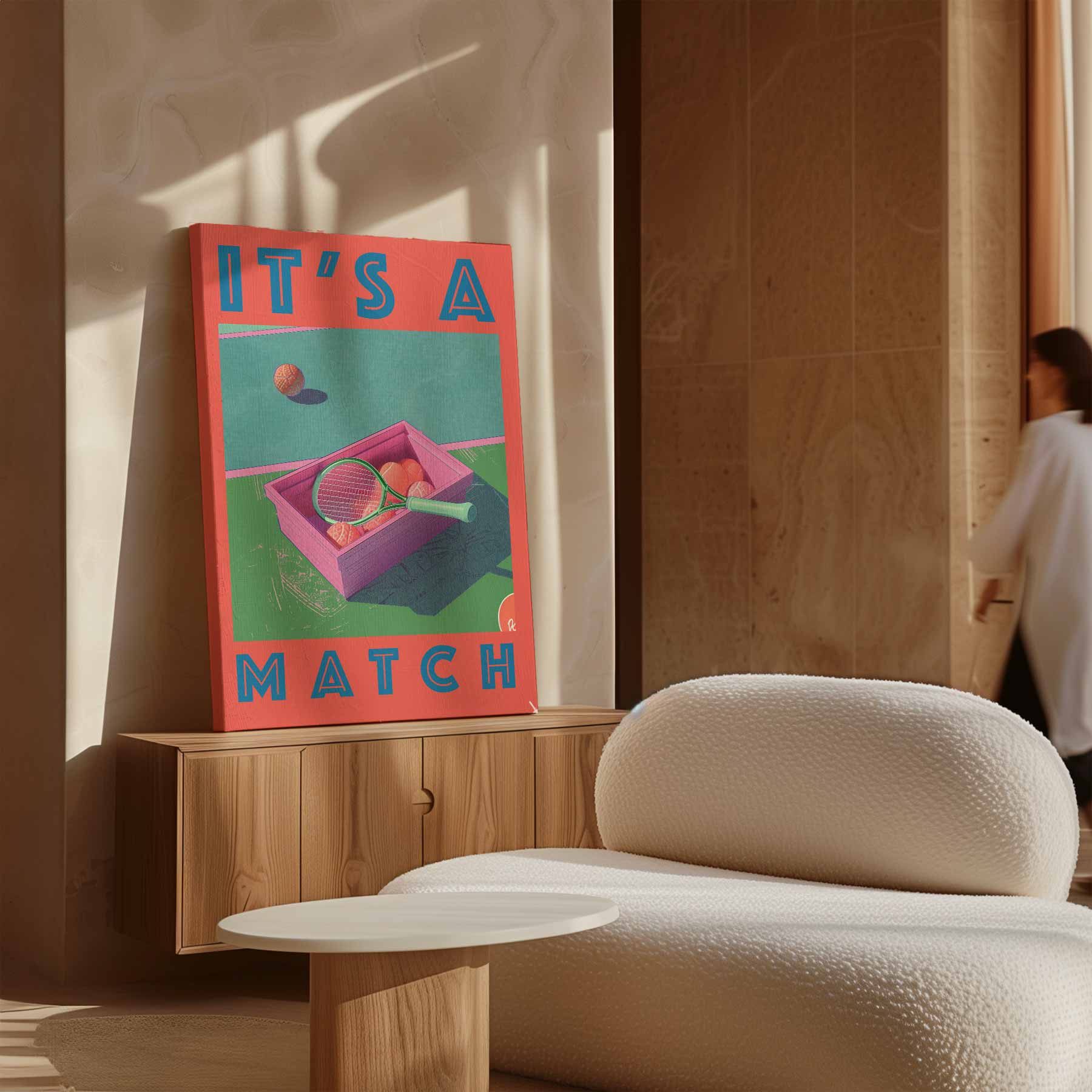 Speelse Tennisdisplay Kunstwerk-canvas-dibond-plexiglas-wanddecoratie-WallArtistic