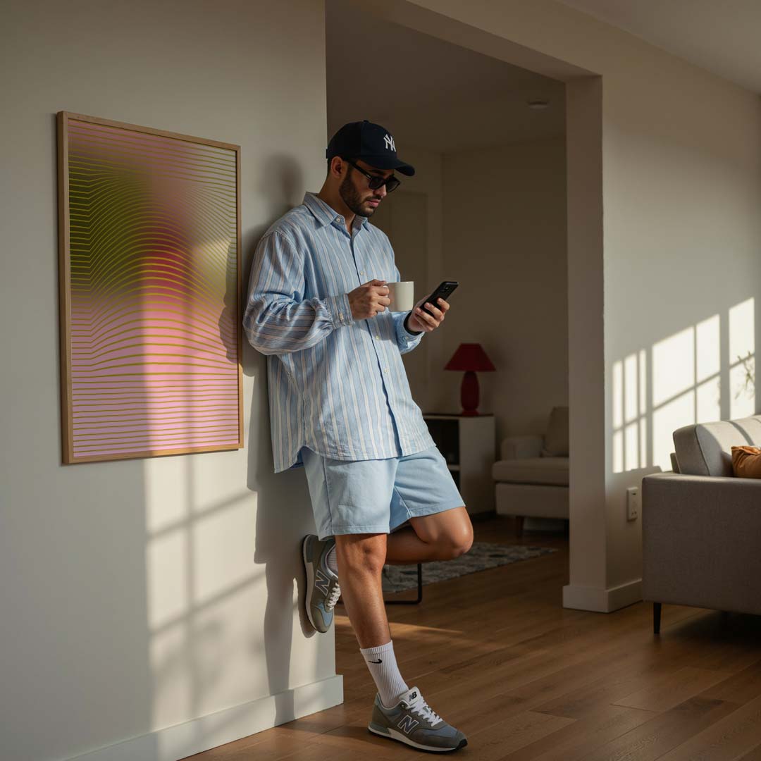 Abstracte Goudroze Dromerij Poster-WallArtistic