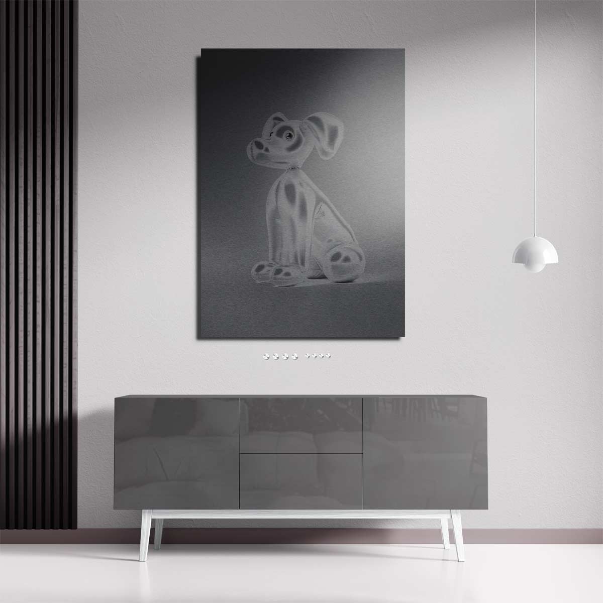Opblaasbare Hond Sculptuur Kunstwerk-canvas-dibond-plexiglas-wanddecoratie-WallArtistic
