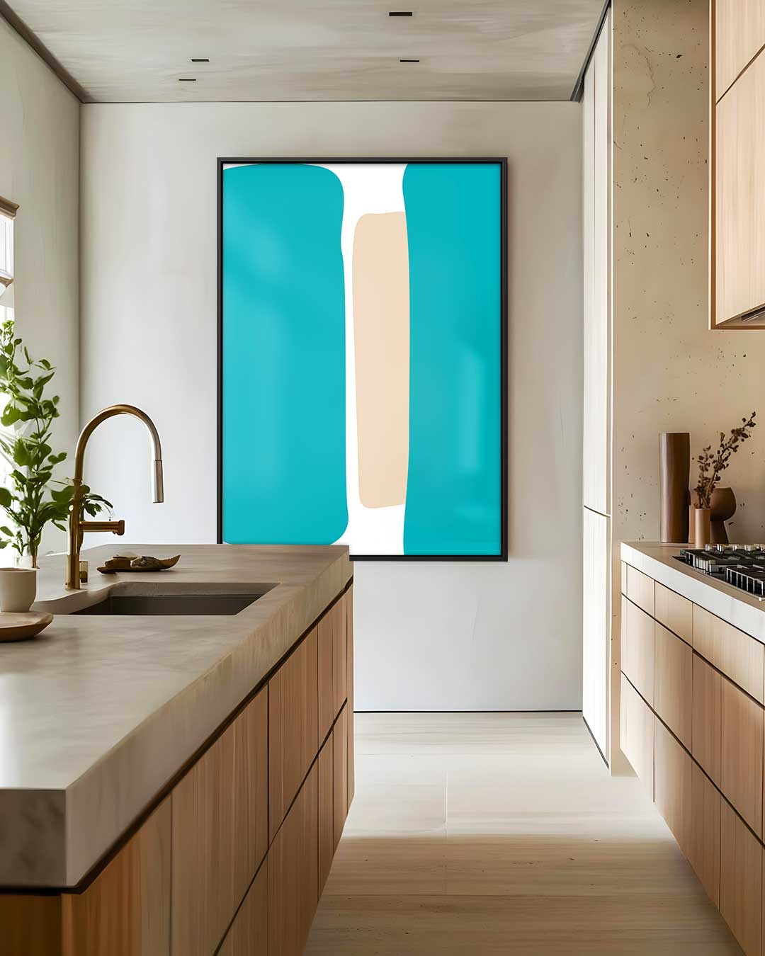Abstracte Harmonie in Turkoois Kunstwerk-canvas-dibond-plexiglas-wanddecoratie-WallArtistic