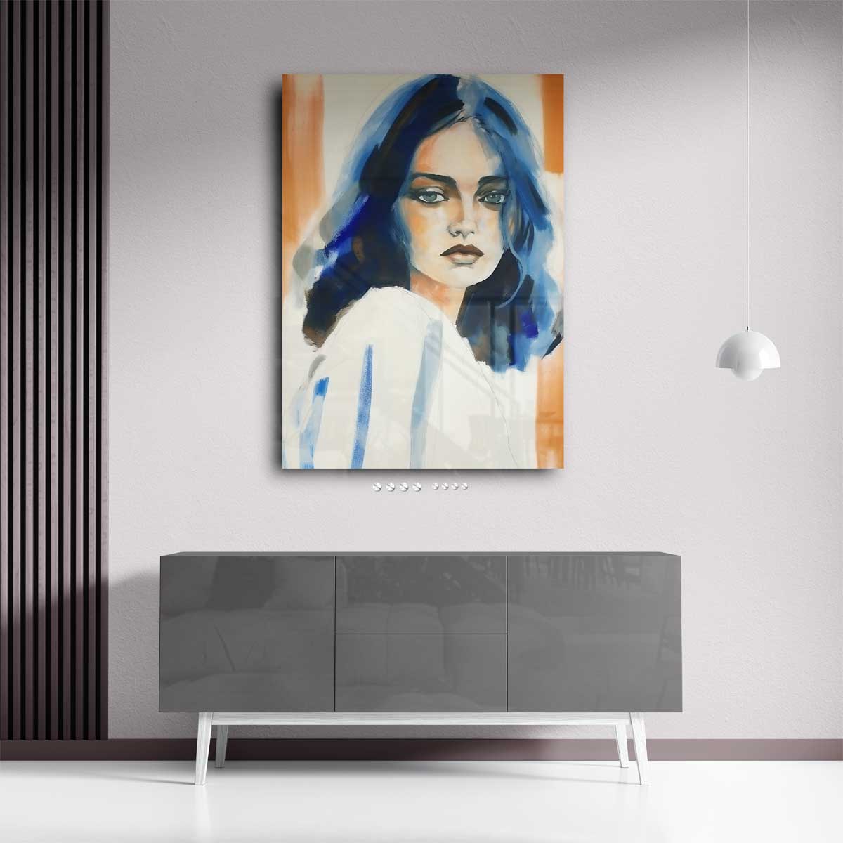 Dromerige Blik in Blauw Kunstwerk-canvas-dibond-plexiglas-wanddecoratie-WallArtistic