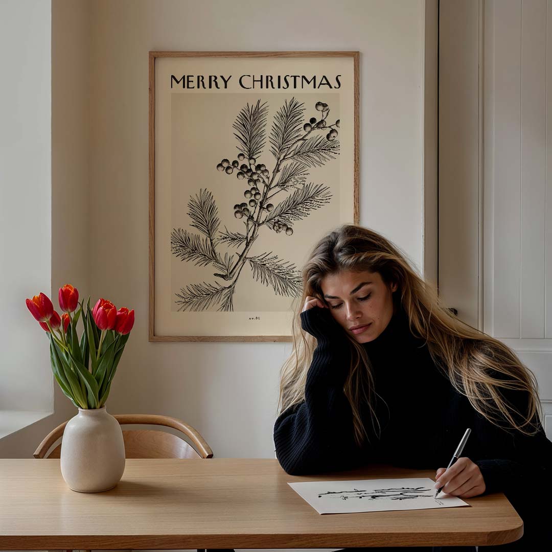 Kerstmis Botanische Kunst Poster-WallArtistic