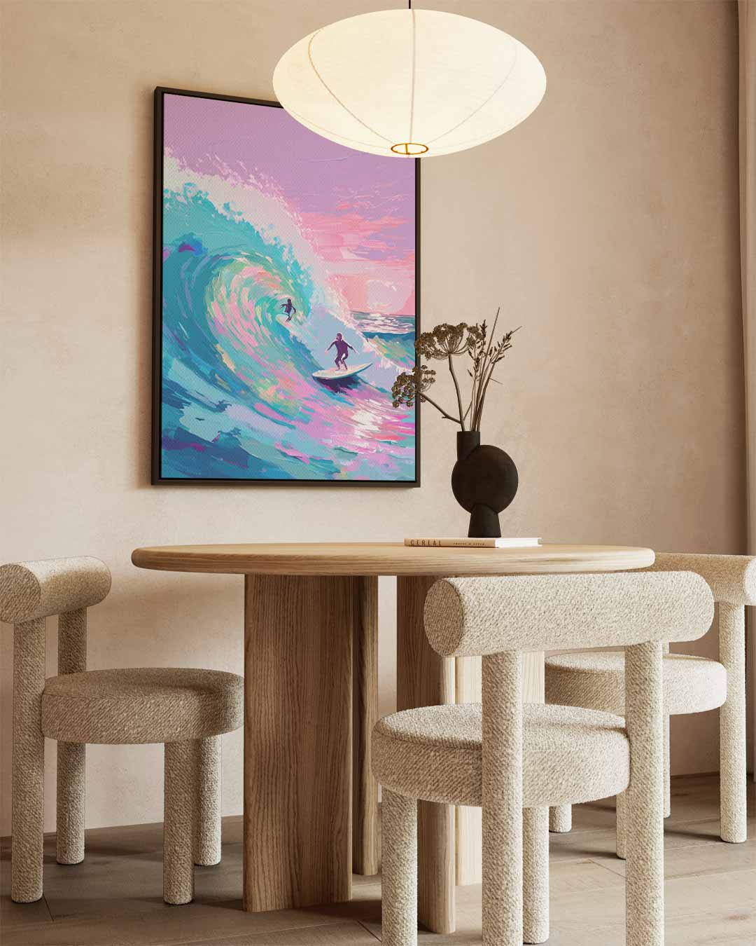 Surfen op Kleurrijke Golven Kunstwerk-canvas-dibond-plexiglas-wanddecoratie-WallArtistic