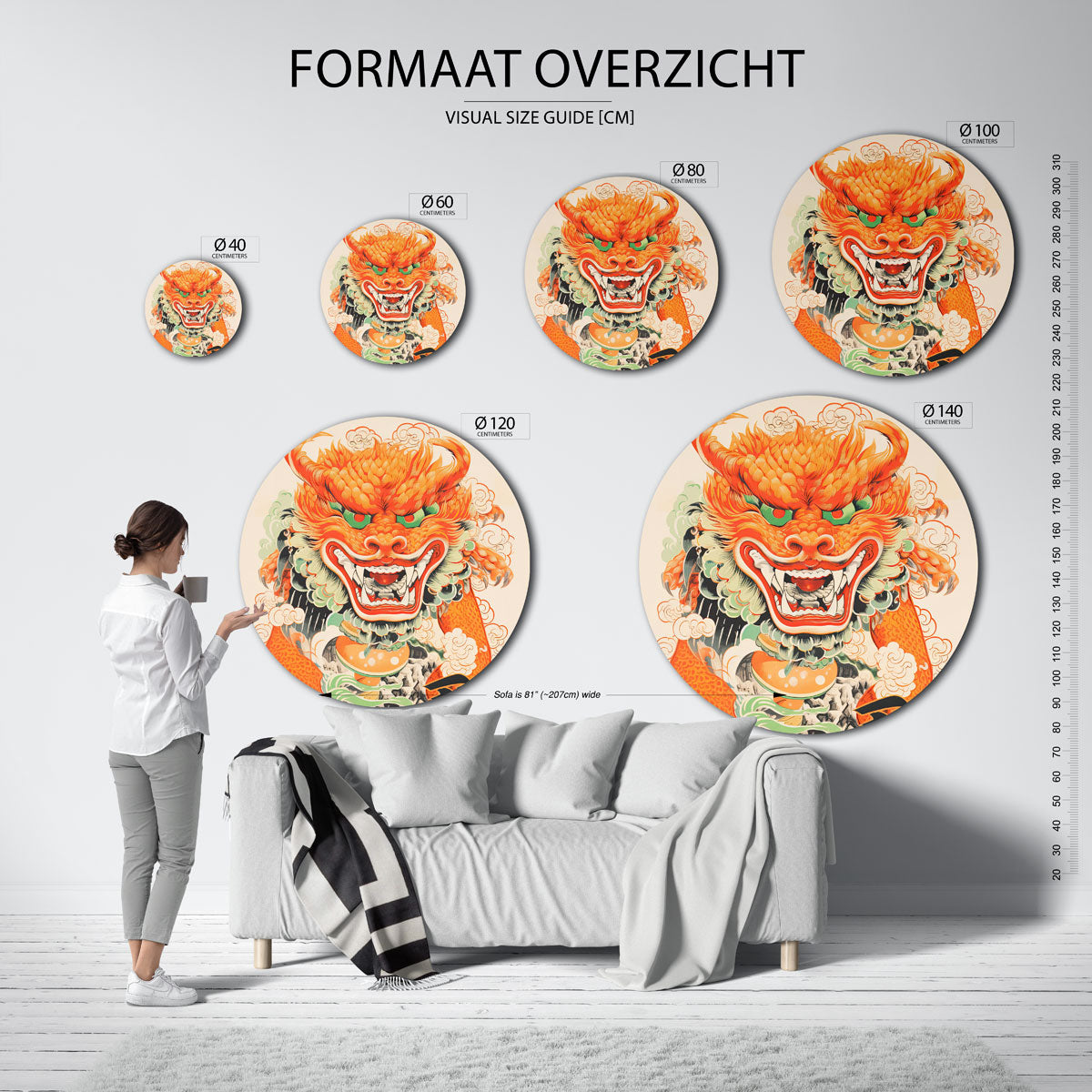 Draak met vurige manen Muurcirkel