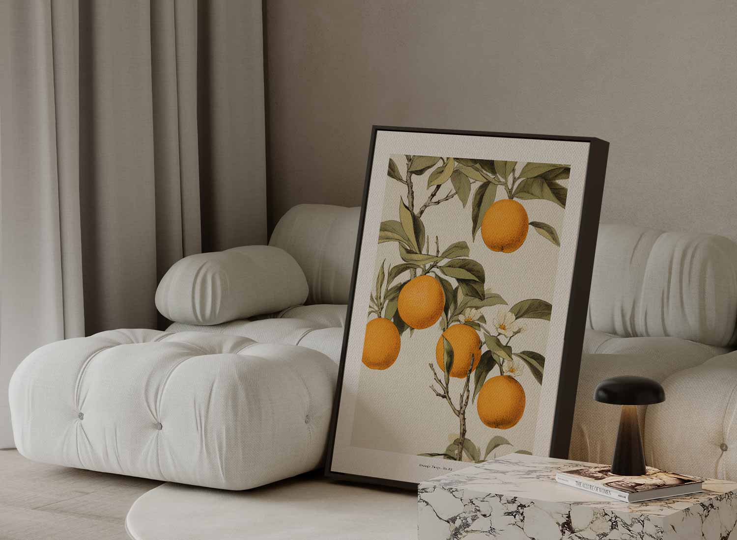 Vintage Sinaasappel Illustratie Kunstwerk-canvas-dibond-plexiglas-wanddecoratie-WallArtistic