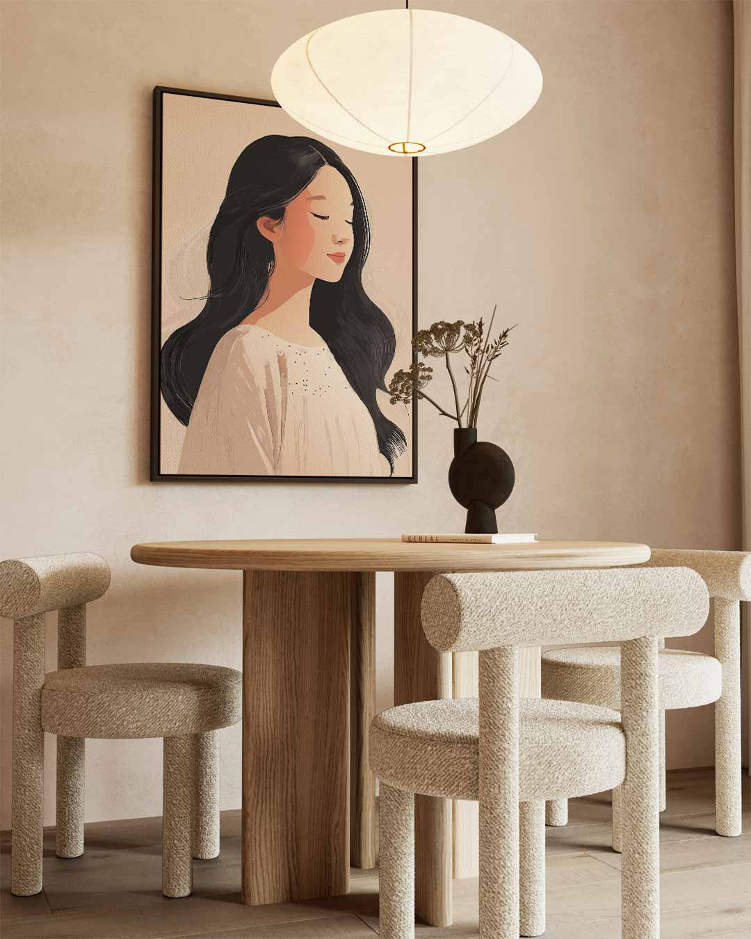 Dromerige Portret Illustratie Kunstwerk-canvas-dibond-plexiglas-wanddecoratie-WallArtistic