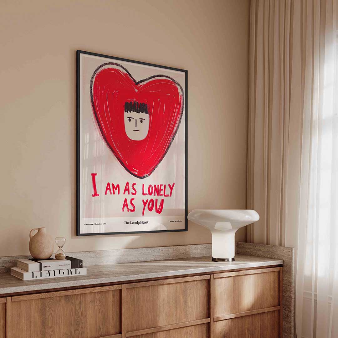 Rood hart met gezicht Poster