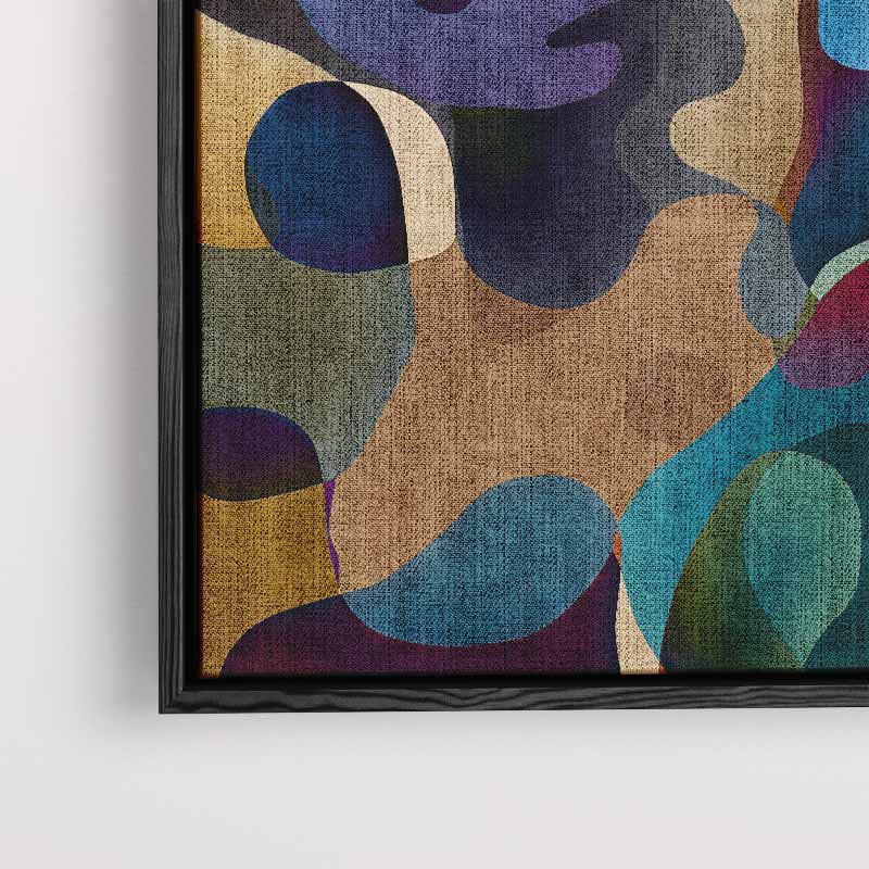 Kleurrijke Dans van Abstracte Vormen Kunstwerk-canvas-dibond-plexiglas-wanddecoratie-WallArtistic