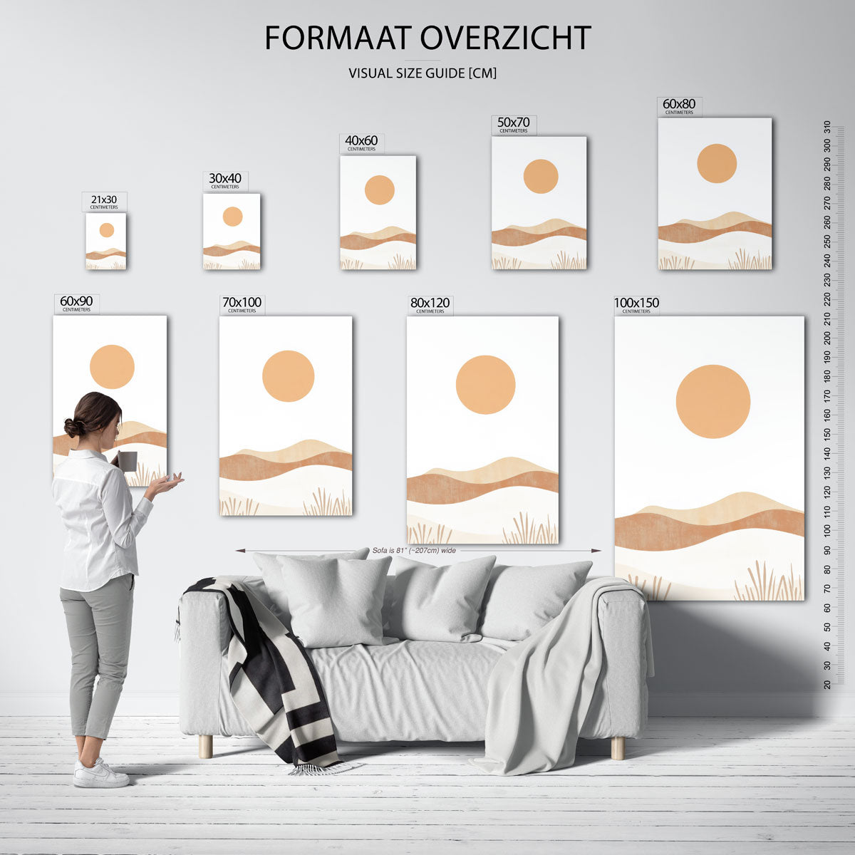 Zon en heuvels Poster