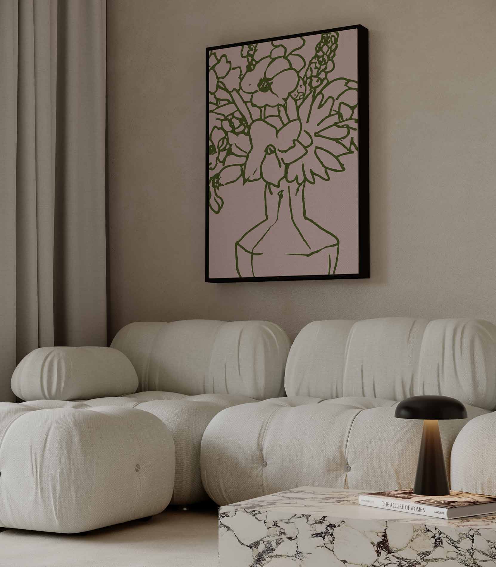 Bloemen in Lijn Kunstwerk-canvas-dibond-plexiglas-wanddecoratie-WallArtistic