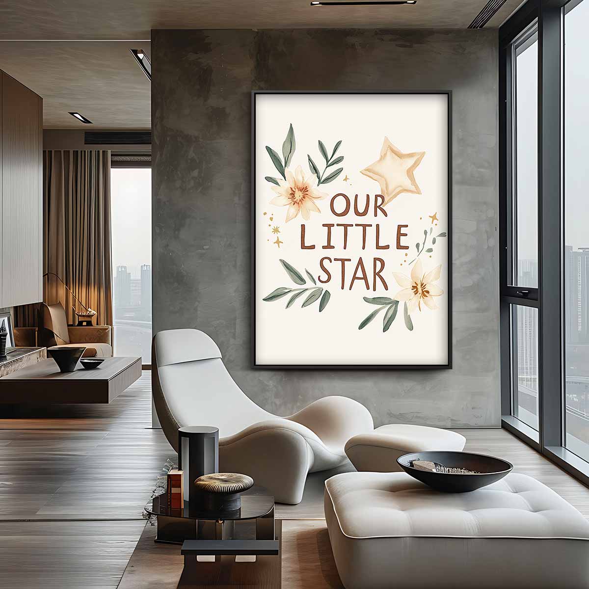 Our Little Star Bloemenposter Kunstwerk-canvas-dibond-plexiglas-wanddecoratie-WallArtistic