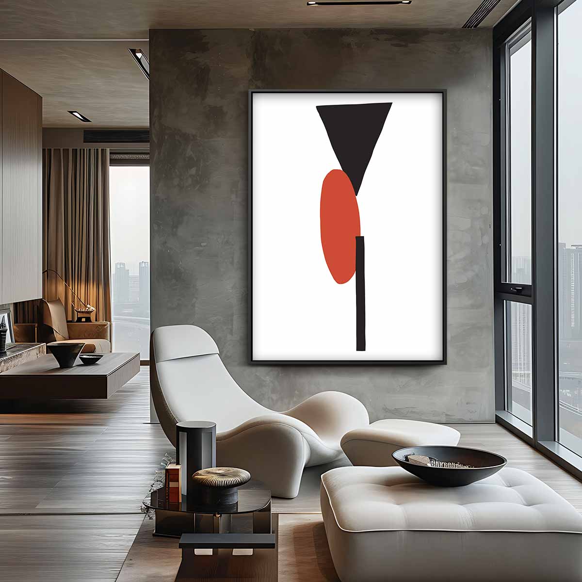 Modern Geometrisch Contrast Kunstwerk-canvas-dibond-plexiglas-wanddecoratie-WallArtistic
