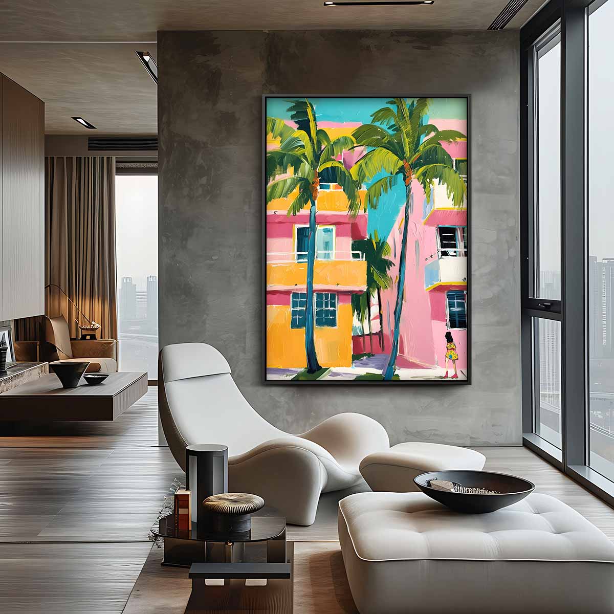 Zonnige Tropenstad Kunstwerk-canvas-dibond-plexiglas-wanddecoratie-WallArtistic