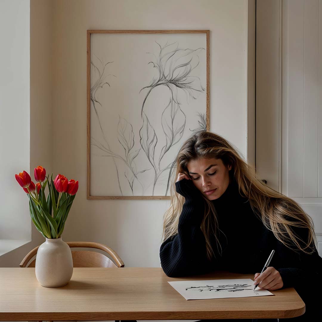 Dromerige Bloemenschets Poster-WallArtistic