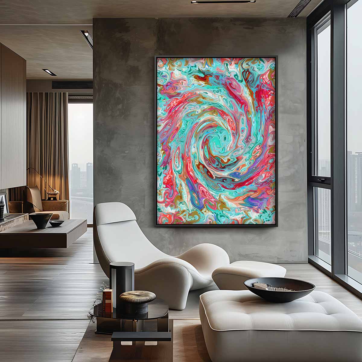 Kleurrijke Werveling Kunstwerk-canvas-dibond-plexiglas-wanddecoratie-WallArtistic