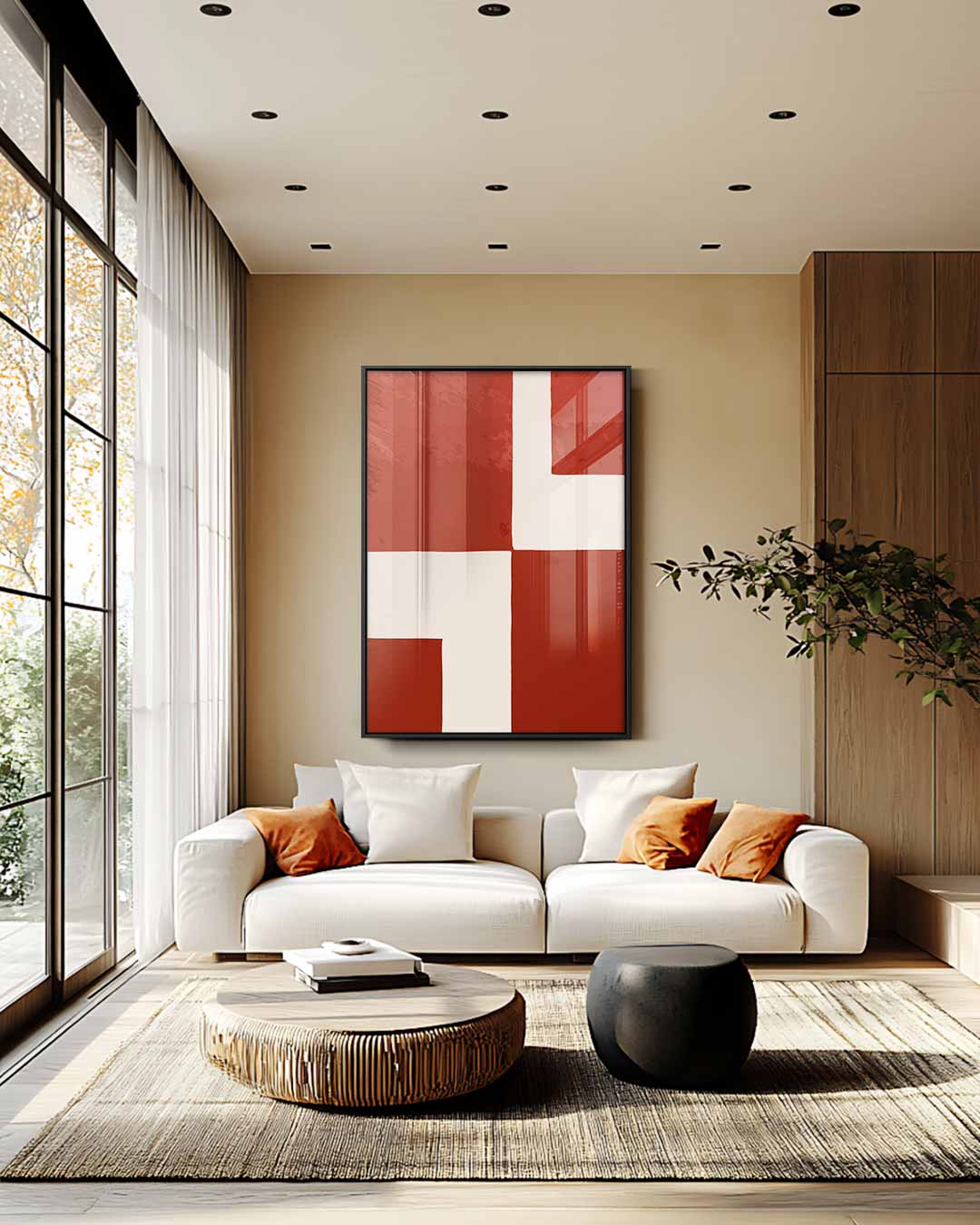 Abstract Rood-Blok Kunstwerk Kunstwerk-canvas-dibond-plexiglas-wanddecoratie-WallArtistic
