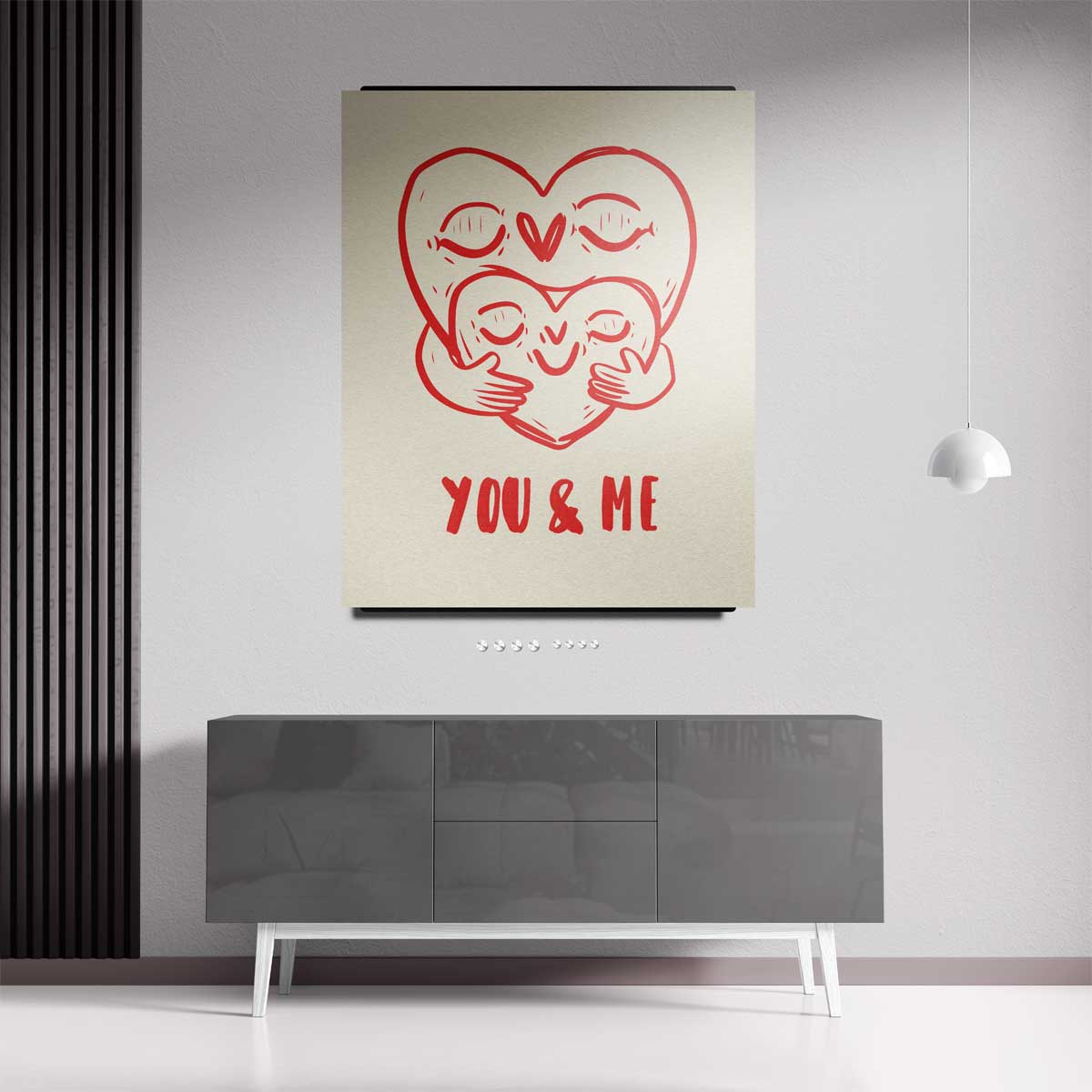 You & Me Knuffelharten Kunstwerk-canvas-dibond-plexiglas-wanddecoratie-WallArtistic