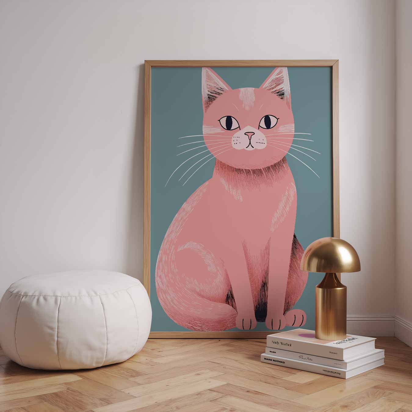 Schattige Roze Kat Poster-WallArtistic