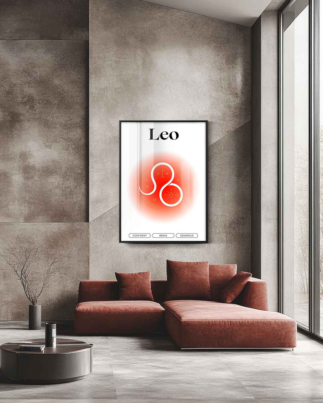 Leeuw Sterrenbeeld Illustratie Kunstwerk-canvas-dibond-plexiglas-wanddecoratie-WallArtistic