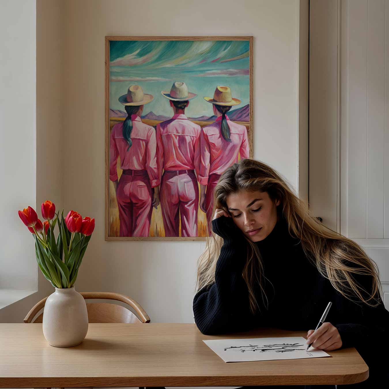 Drie Vriendinnen in het Veld Poster-WallArtistic