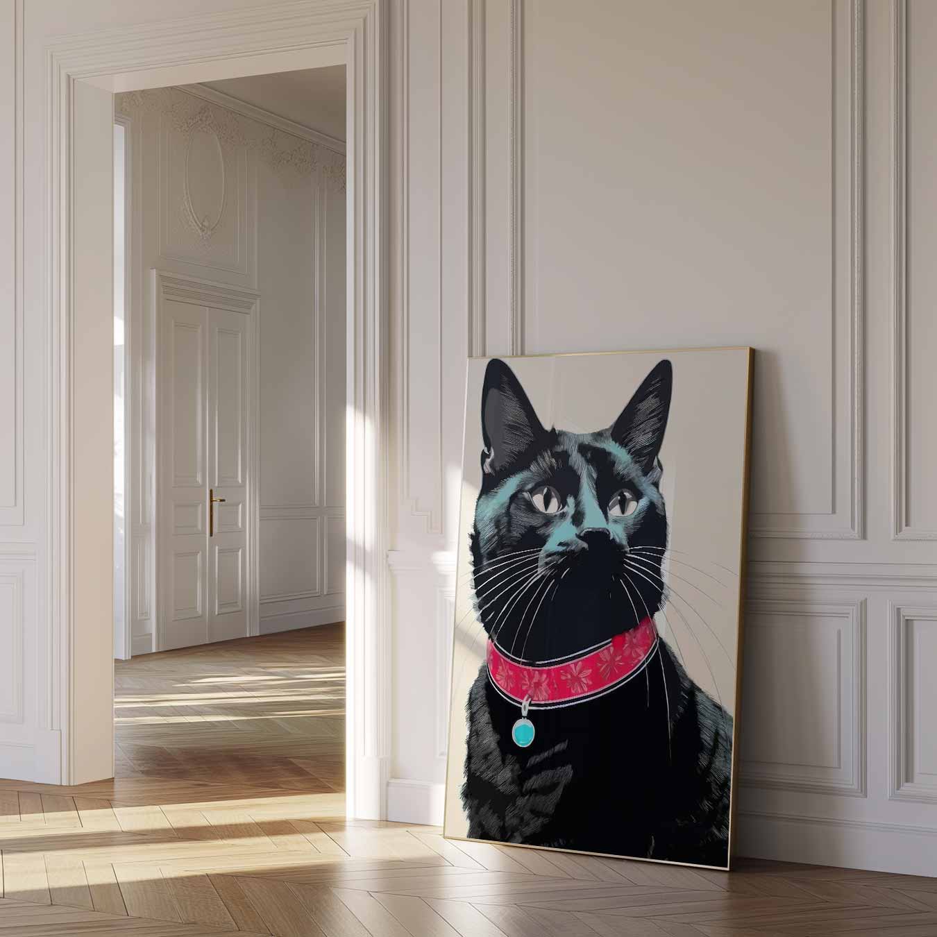 Stijlvolle Kattenposter met Rode Halsband Poster