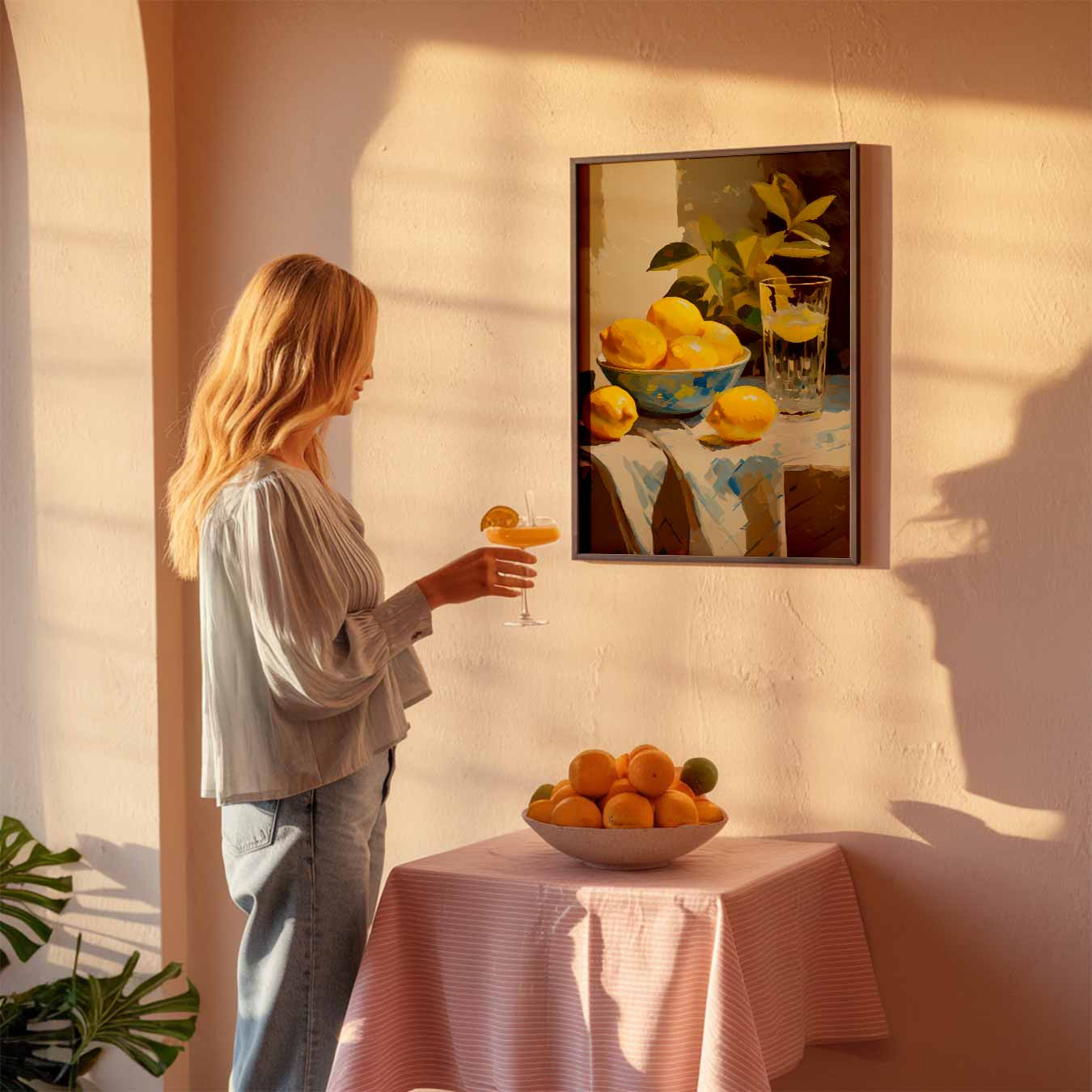 Zonnige Citroentafel Poster-WallArtistic