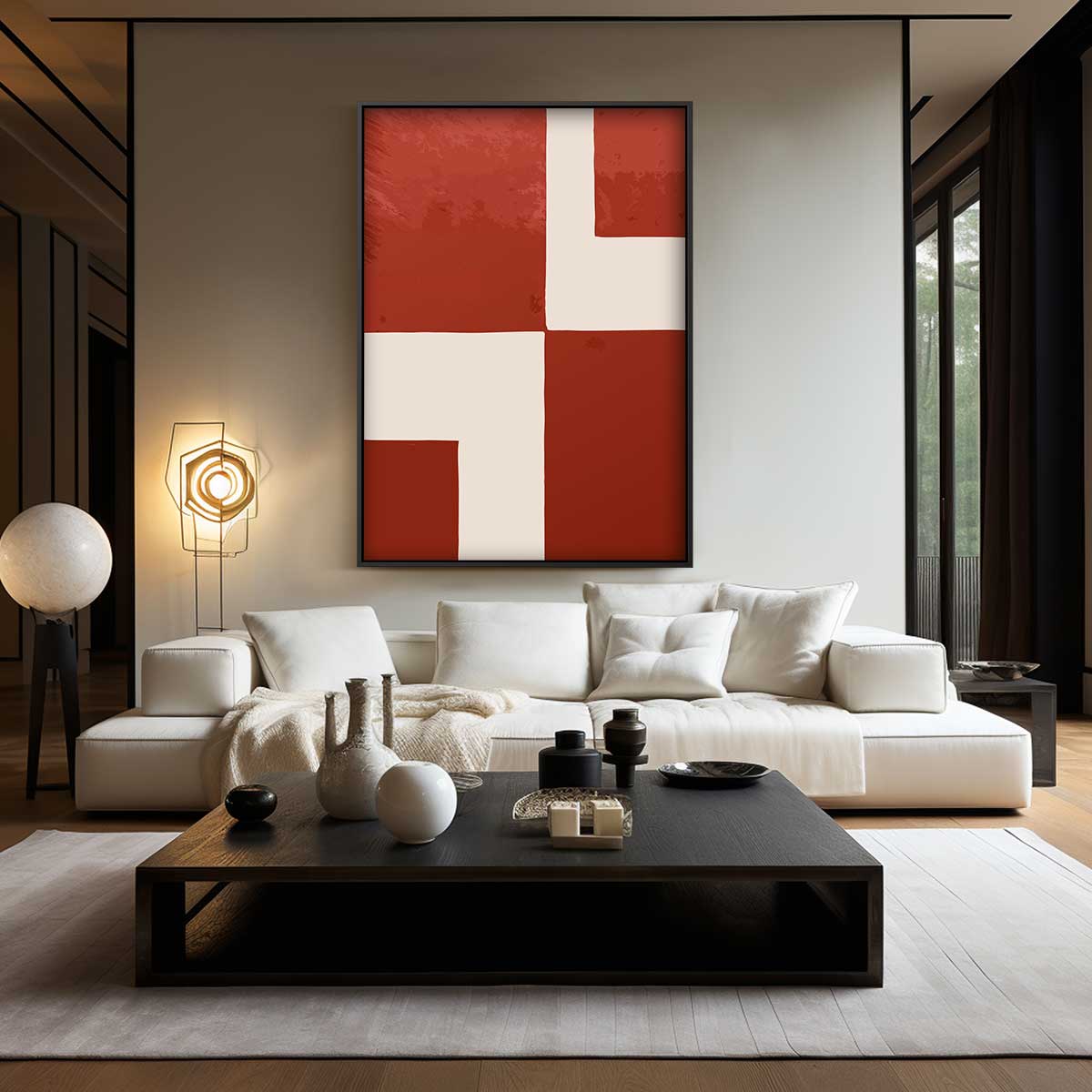Abstract Rood-Blok Kunstwerk Kunstwerk-canvas-dibond-plexiglas-wanddecoratie-WallArtistic