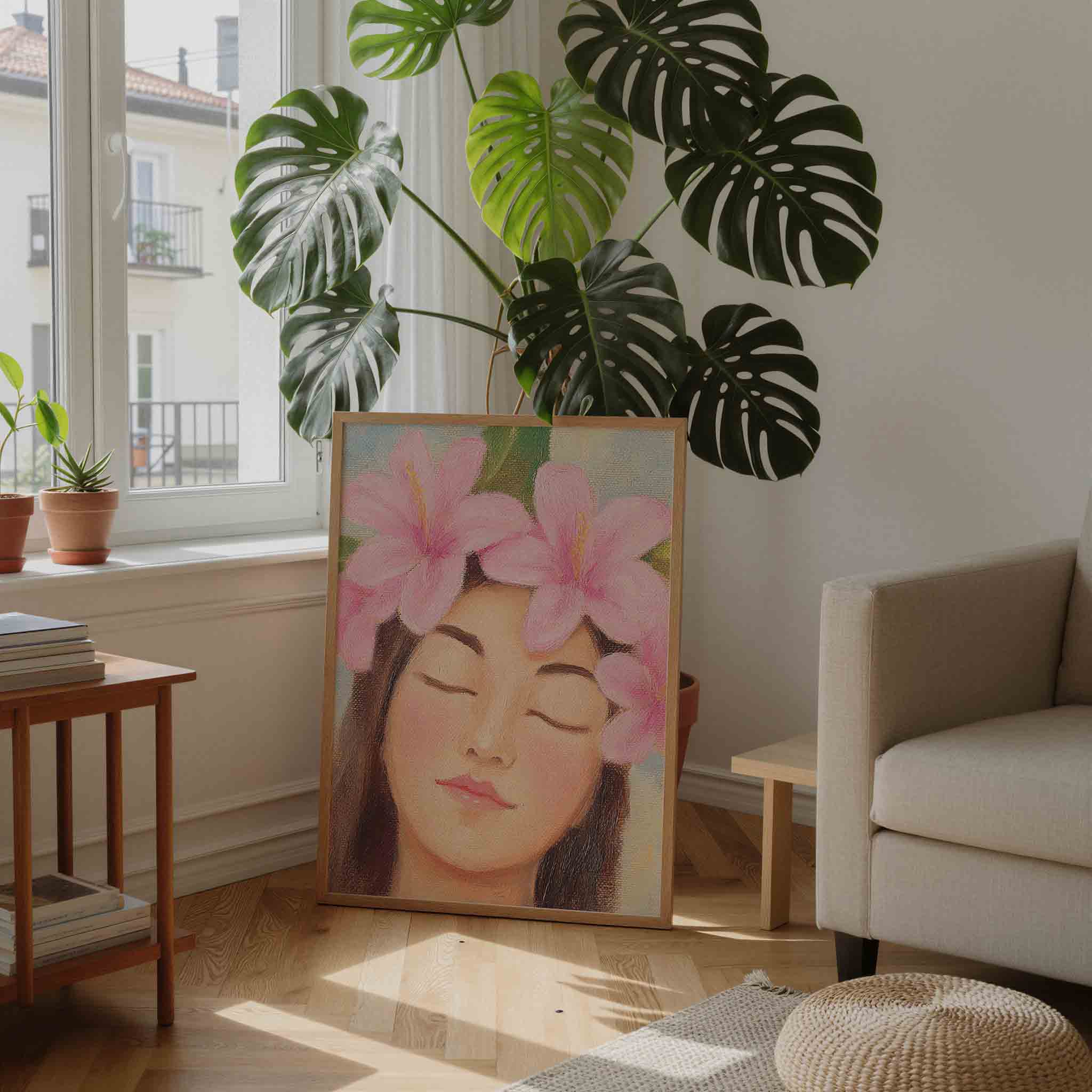 Vrouw met bloemen Poster