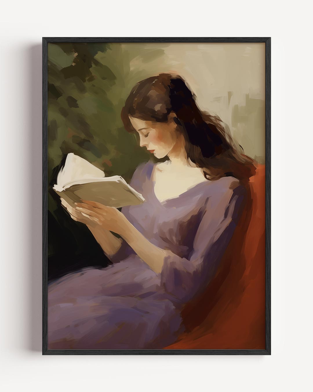 Dromerige Lezeres Met Boek Poster-WallArtistic