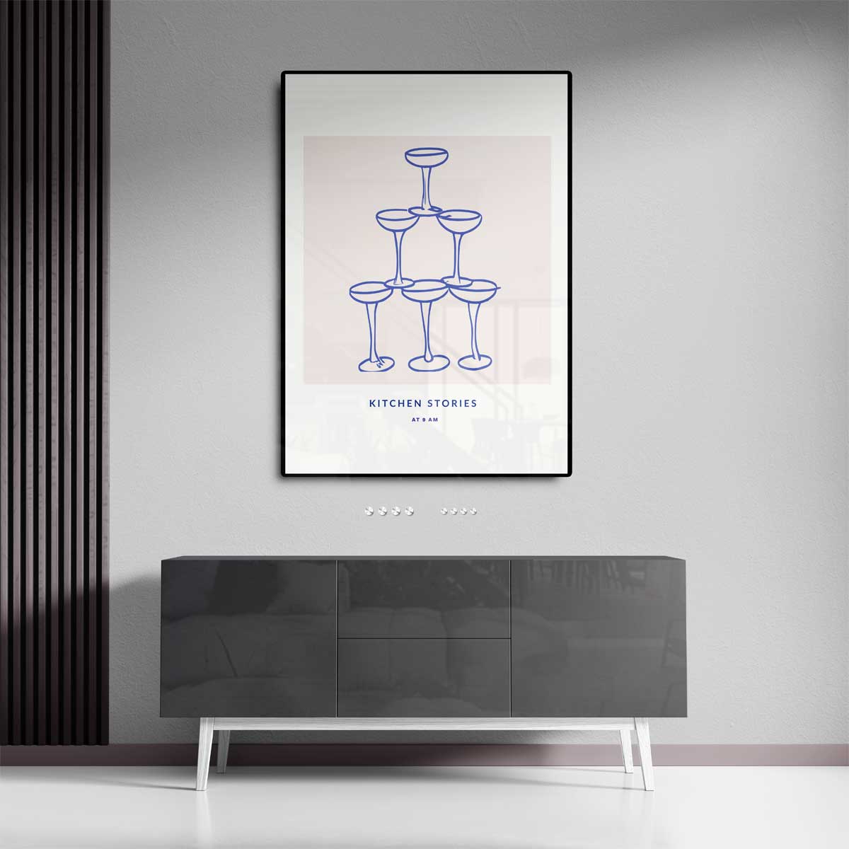 Champagneglas Piramide Illustratie Kunstwerk-canvas-dibond-plexiglas-wanddecoratie-WallArtistic