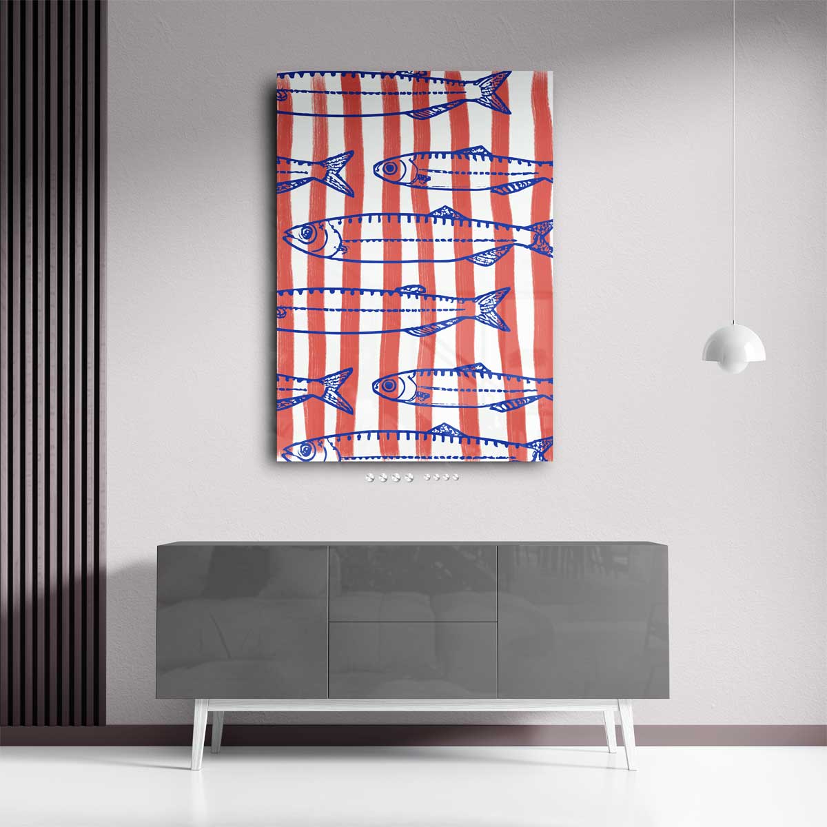 Vrolijke Vissenstrepen Kunstwerk-canvas-dibond-plexiglas-wanddecoratie-WallArtistic