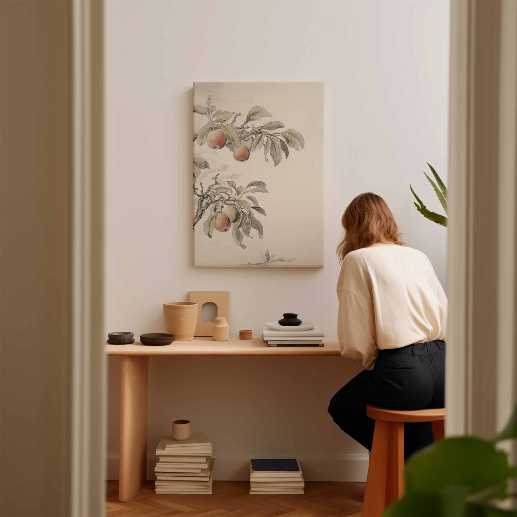 Subtiele Appeltak Illustratie Kunstwerk-canvas-dibond-plexiglas-wanddecoratie-WallArtistic