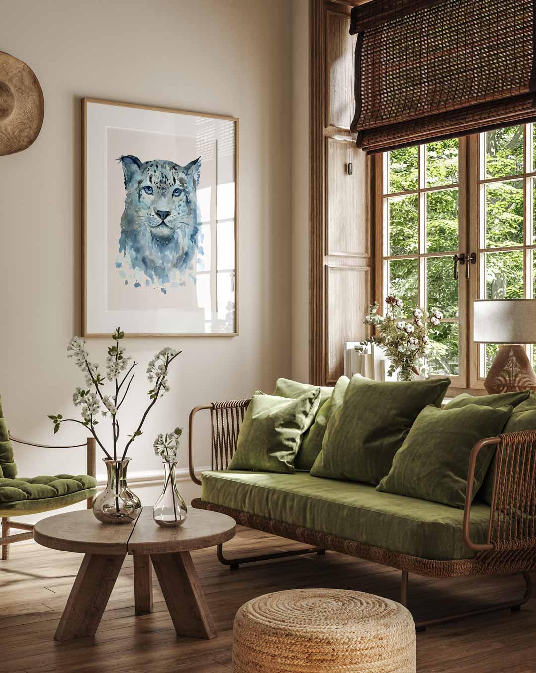 Blauwe Nevel Luipaard Poster