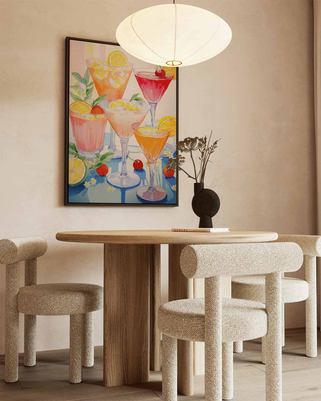 Fruitige Cocktail Illustratie Kunstwerk-canvas-dibond-plexiglas-wanddecoratie-WallArtistic