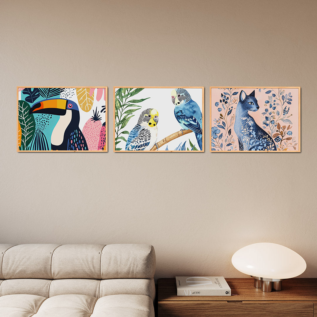 Vogel en bladeren Posterset