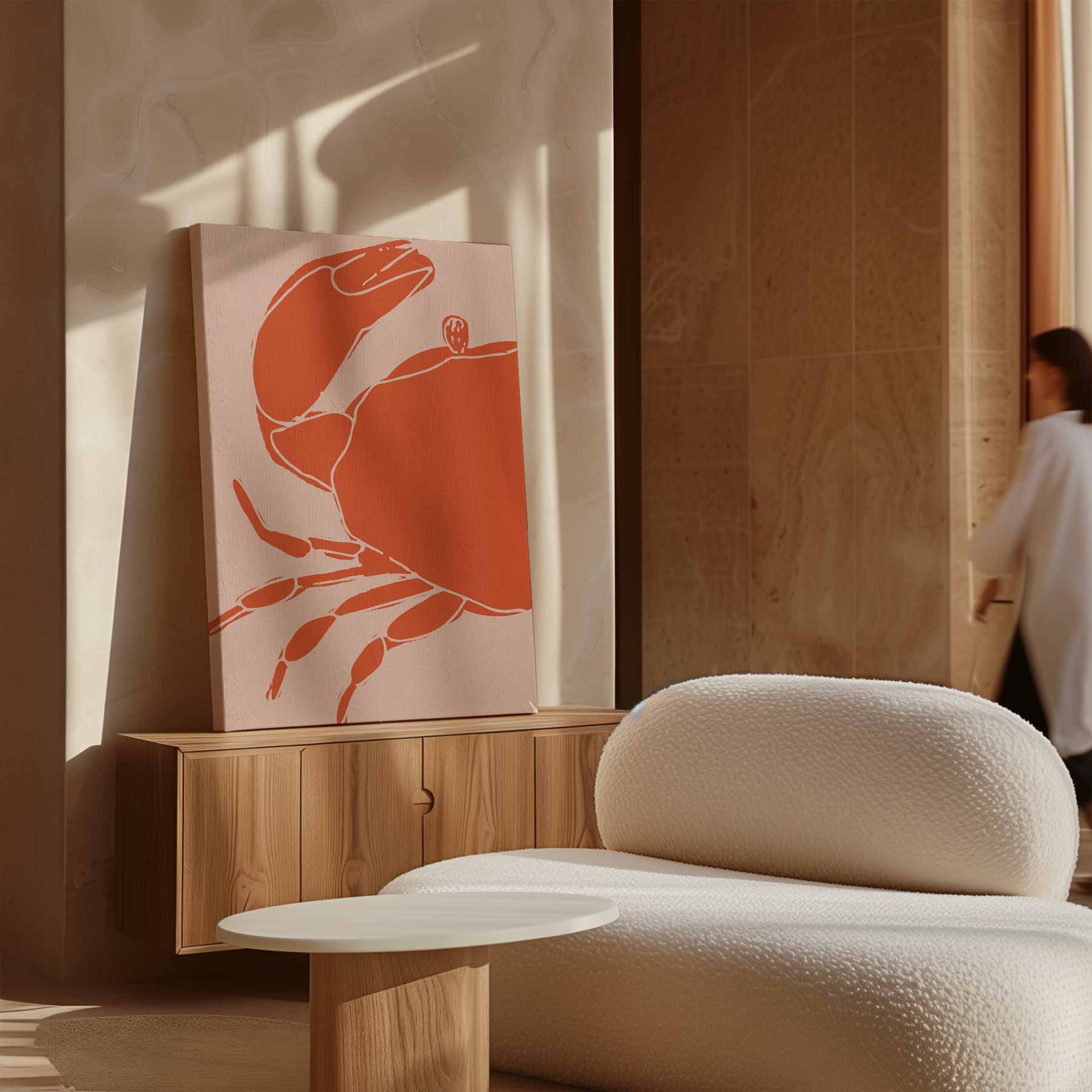 Moderne Krabsilhouet Kunstwerk-canvas-dibond-plexiglas-wanddecoratie-WallArtistic