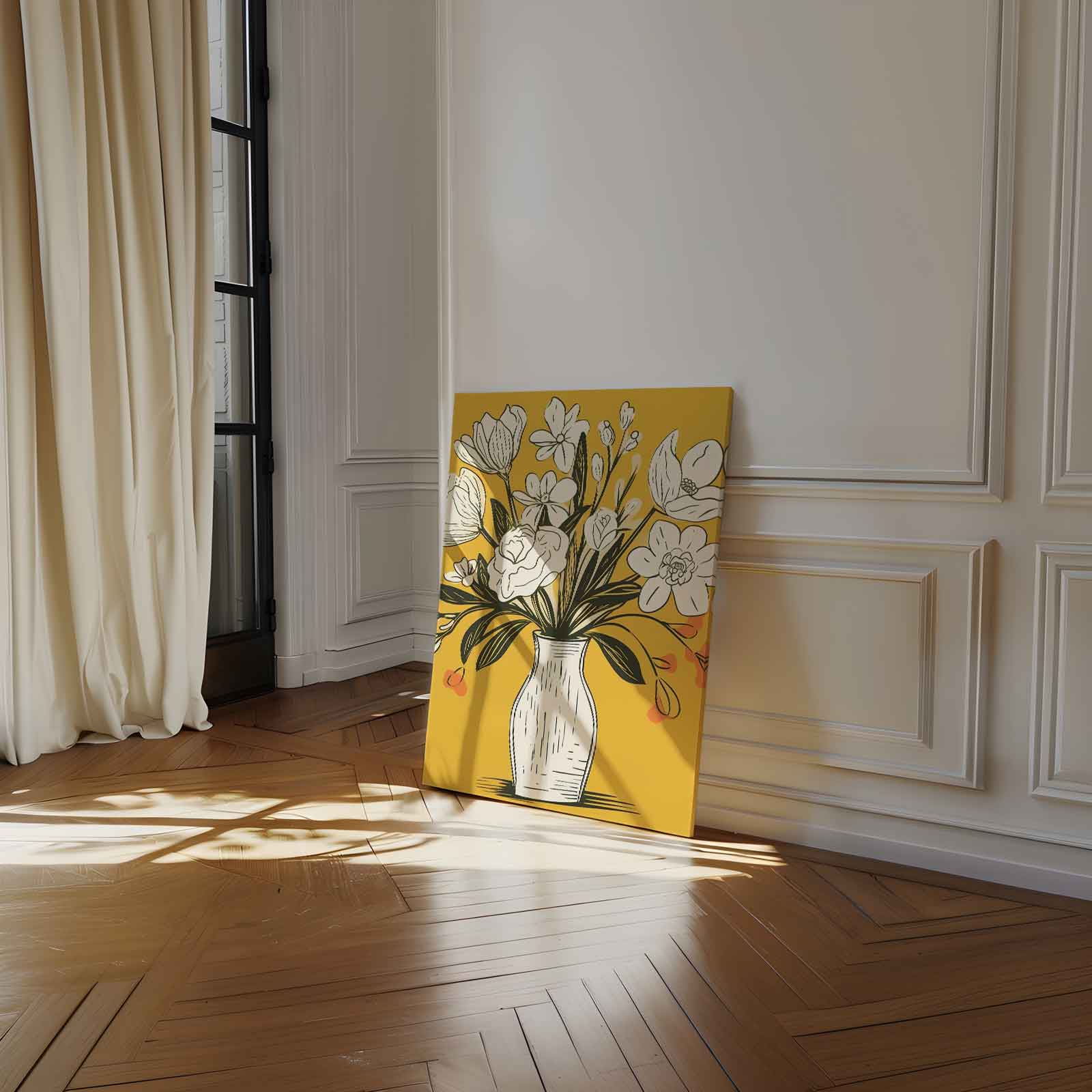 Tijdloze Bloemenvazen Illustratie Kunstwerk-canvas-dibond-plexiglas-wanddecoratie-WallArtistic
