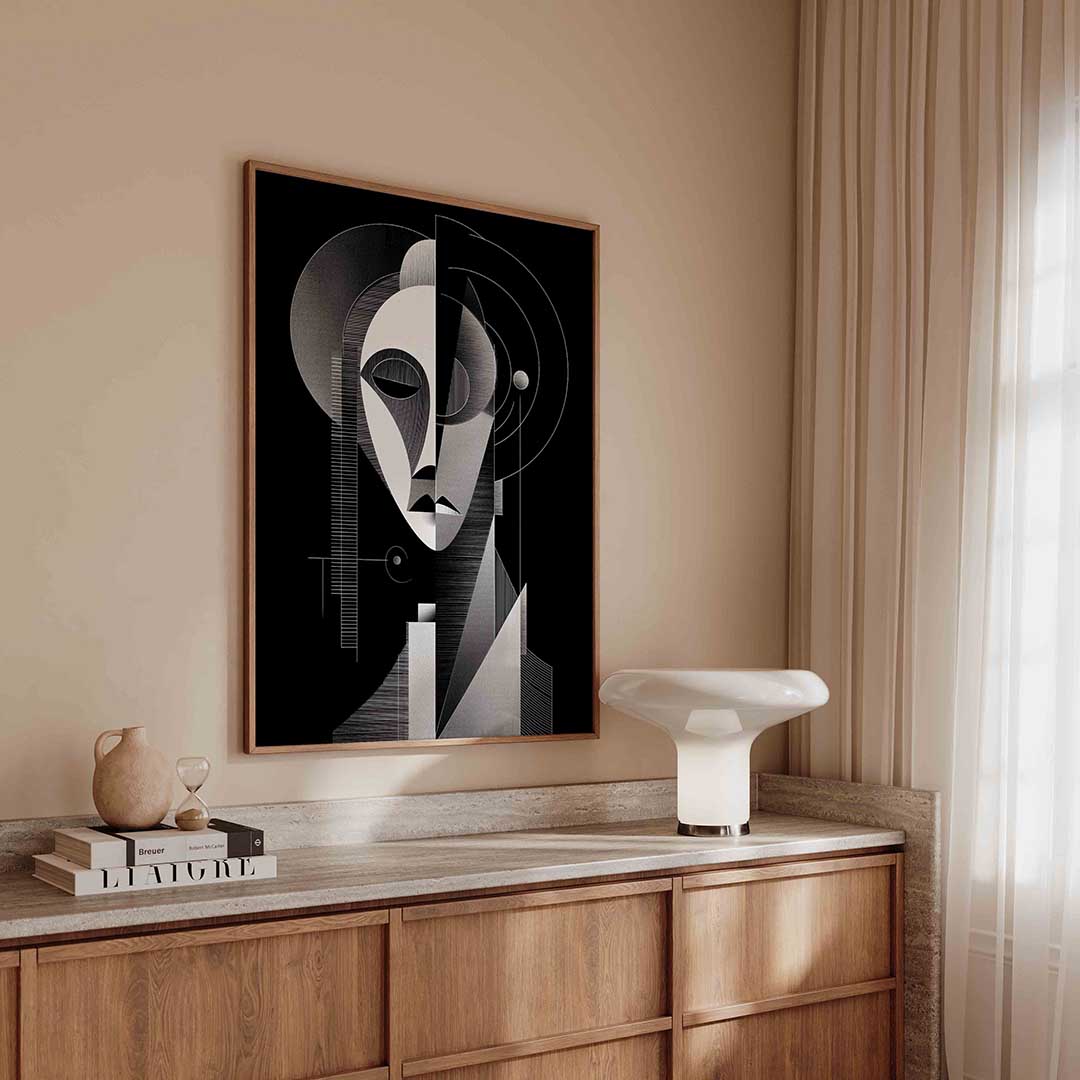 Abstracte gezichtsfiguur Poster