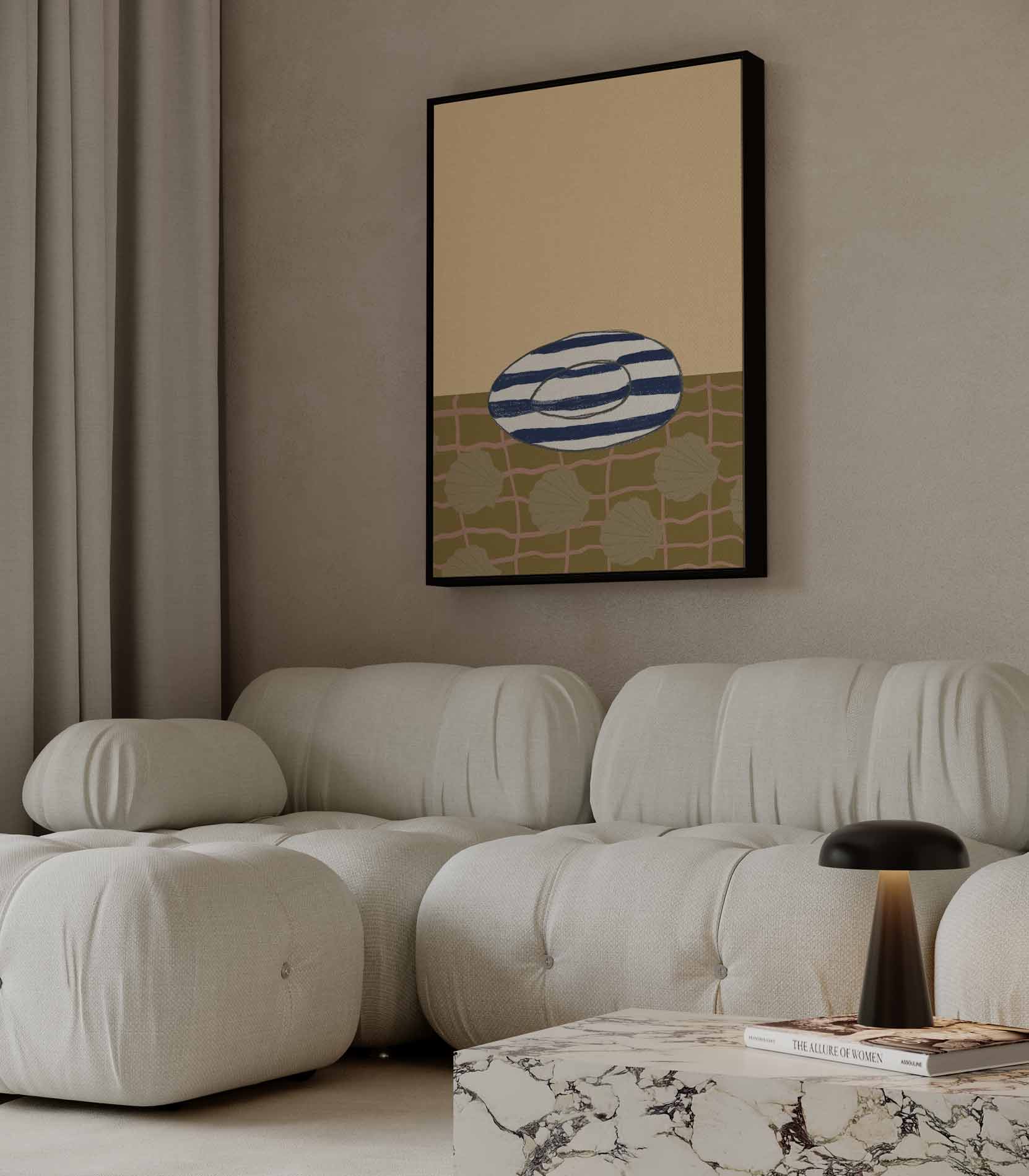 Strandvibes Illustratie Kunstwerk-canvas-dibond-plexiglas-wanddecoratie-WallArtistic