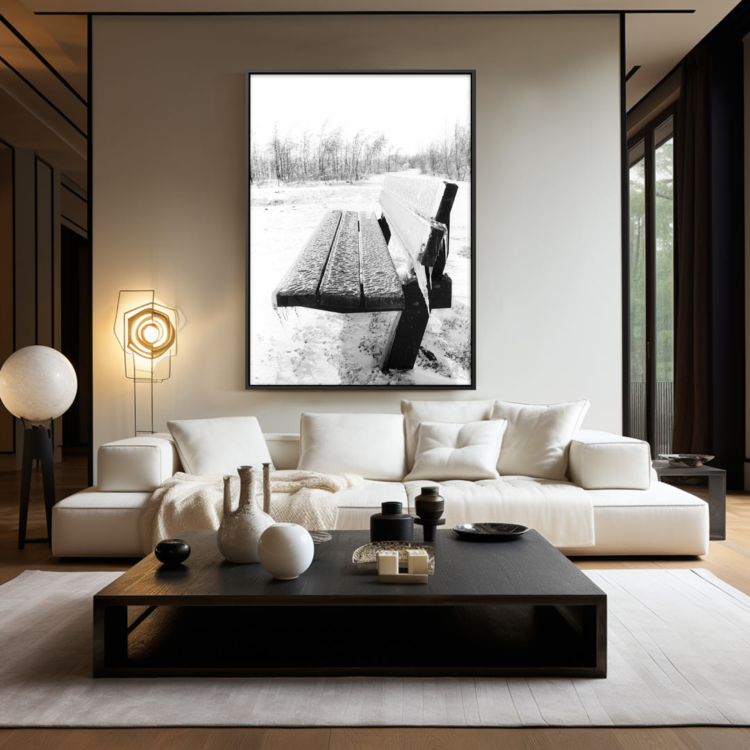 Bank met ijzel Poster
