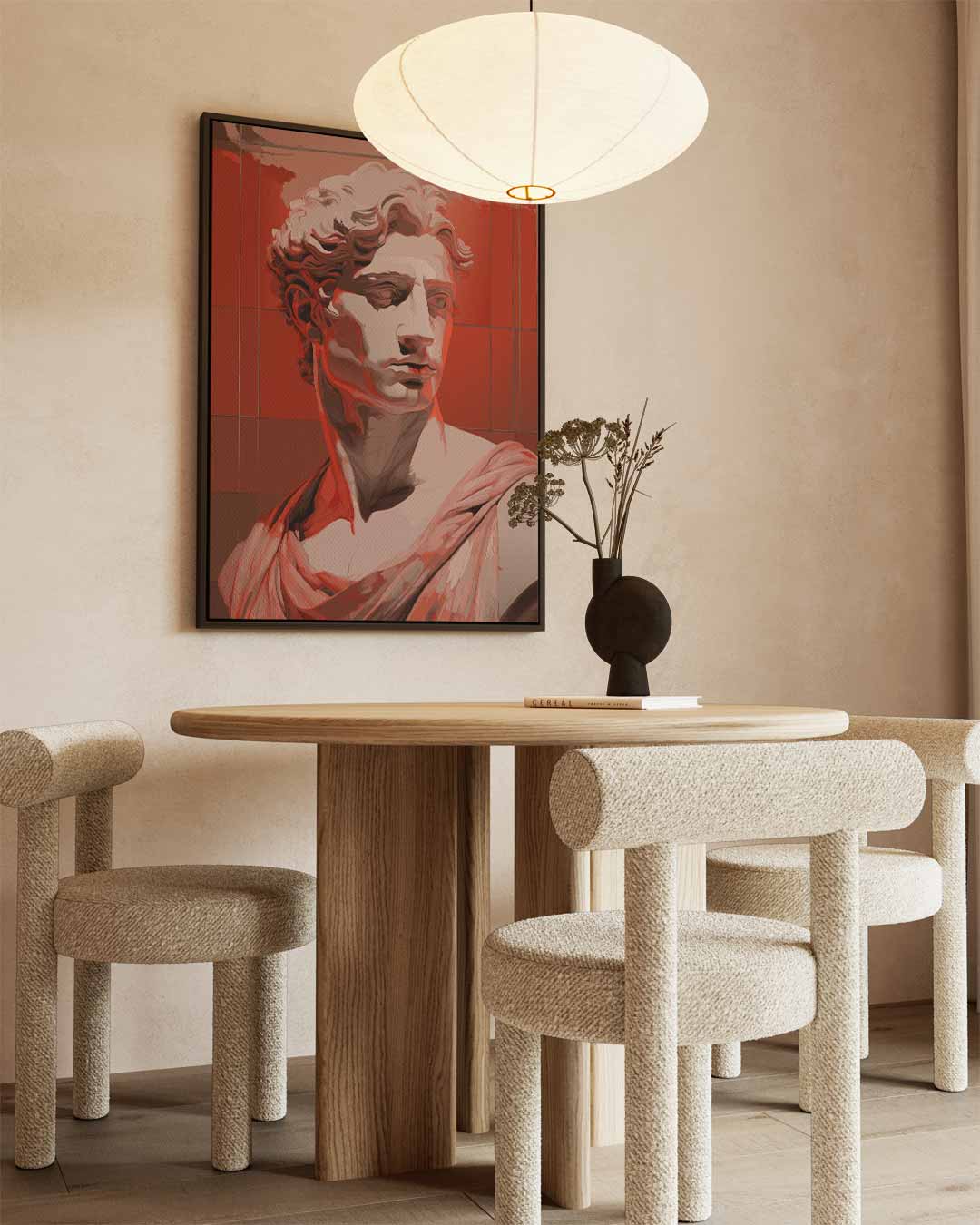 Klassieke Beeltenis in Rood Kunstwerk-canvas-dibond-plexiglas-wanddecoratie-WallArtistic
