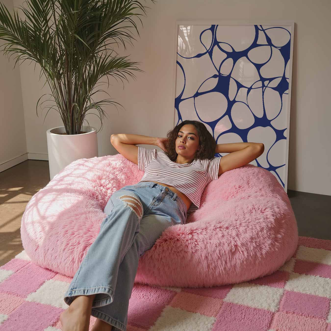 Abstracte Blauwe Elegantie Poster-WallArtistic