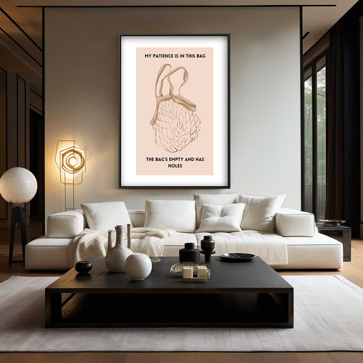 Geduld in een Tas Kunstwerk-canvas-dibond-plexiglas-wanddecoratie-WallArtistic