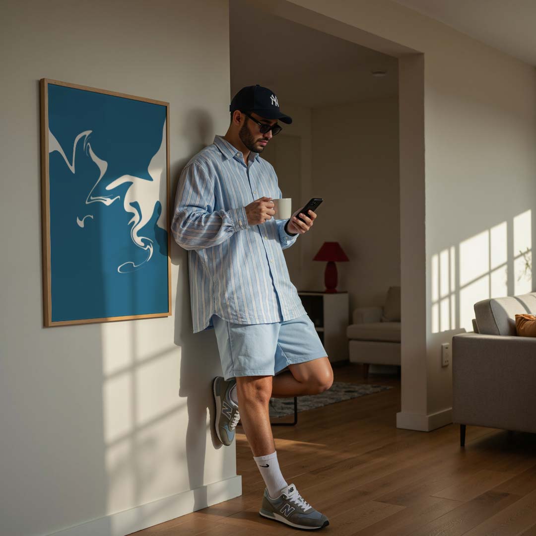 Mystieke Blauw-Zwarte Abstracte Poster-WallArtistic