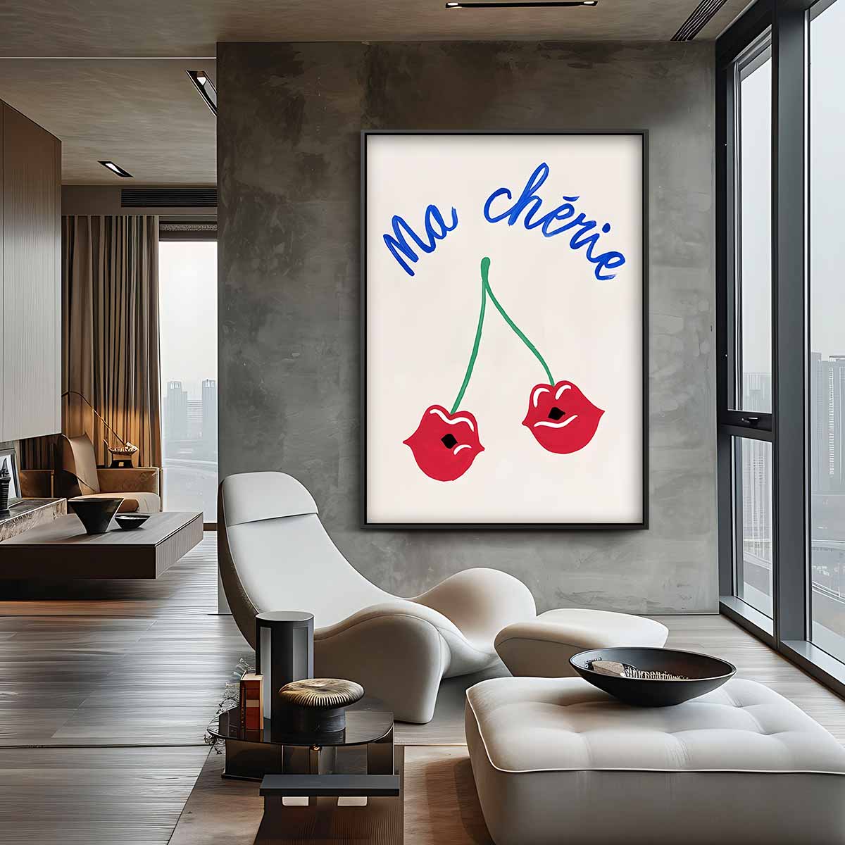 Ma Chérie Kersenlippen Kunstwerk-canvas-dibond-plexiglas-wanddecoratie-WallArtistic