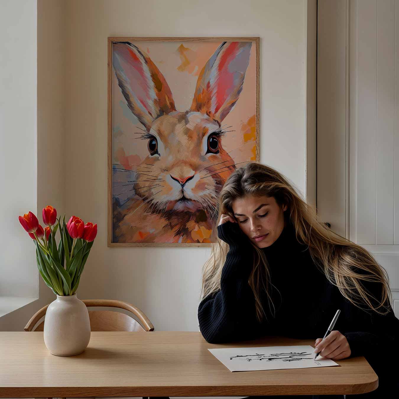 Vrolijke Konijn Portret Poster